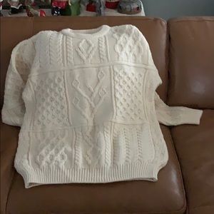Inis Crafts made in Ireland 100% wool cable & honeycomb knit sweater